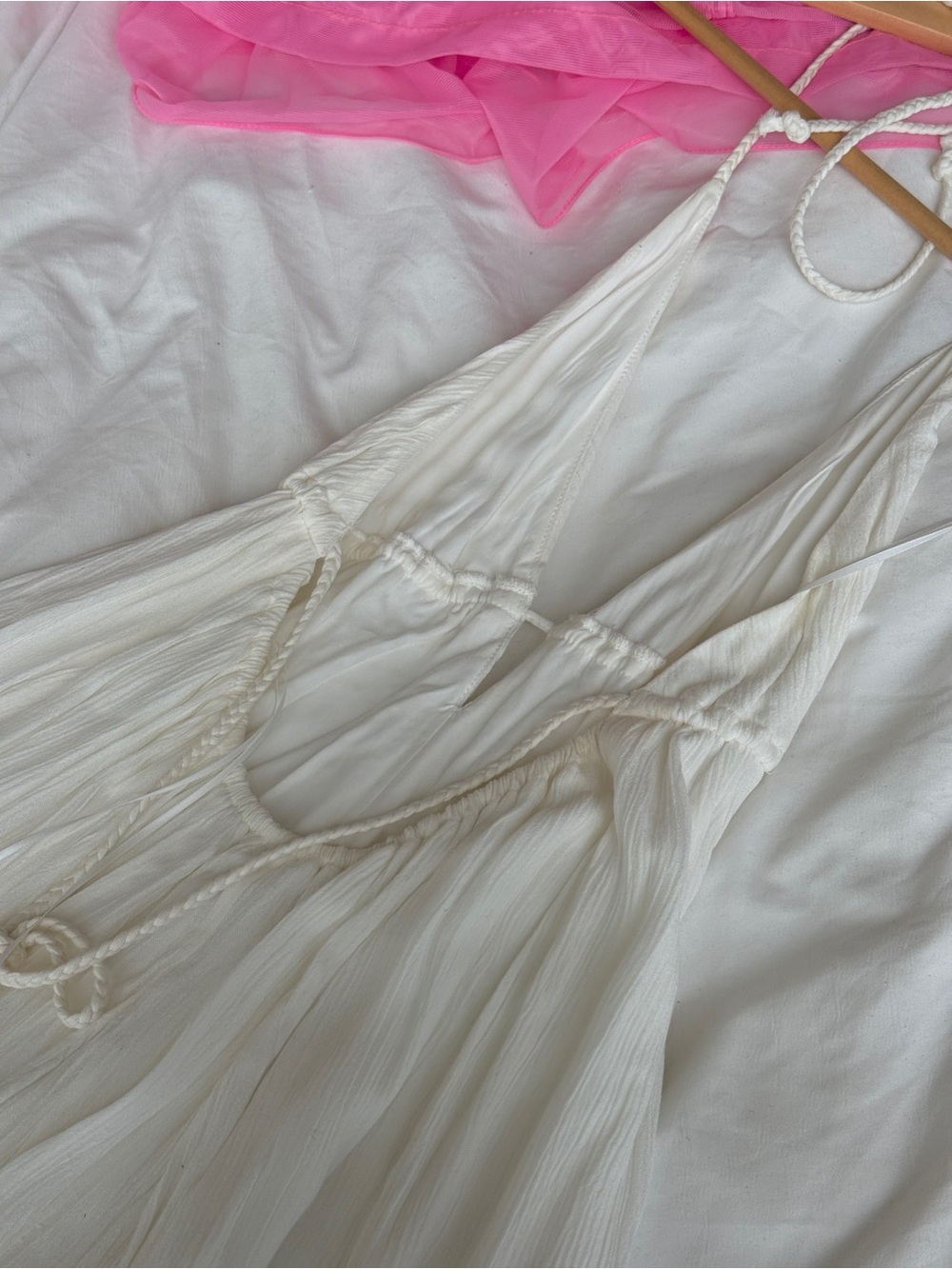Women's White Plunging Halter Chemise Nightdress